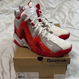Reebok Classic Kamikaze II Mid Red White Sneakers Shawn Kemp Men’s Size 8.5